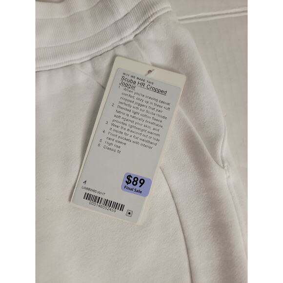 Lululemon Scuba Jogger Cropped Pants Sz 4 High Rise Pockets Athletic White NEW - Picture 6 of 10
